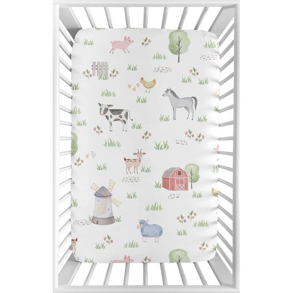 Sweet Jojo Designs Farm Animals Fitted Mini Crib Sheet & Reviews